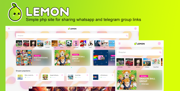 Lemon - Plataforma de compartilhamento de grupos para whatsapp e telegram