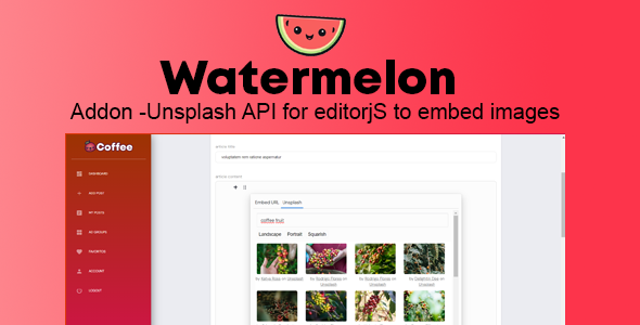 Addon - Unsplash api for editorjS to embed images for blog